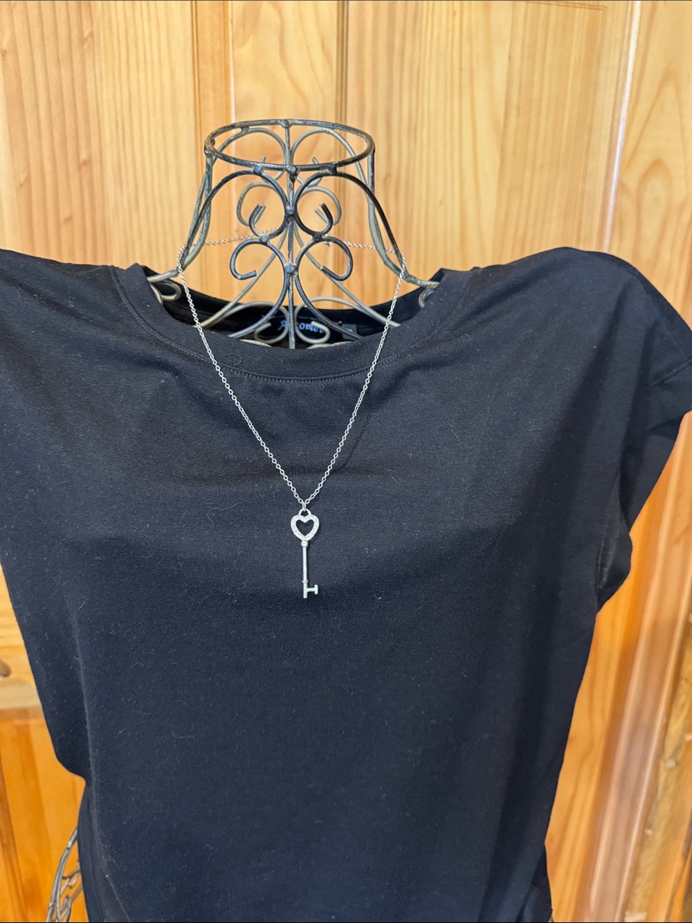Silver Heart Key Pendant Necklace - Women Jewelry